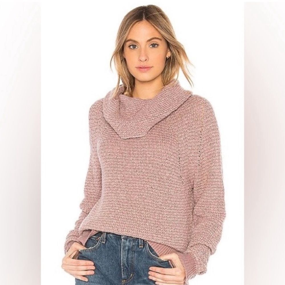 Free people by your side sweater mauve pink